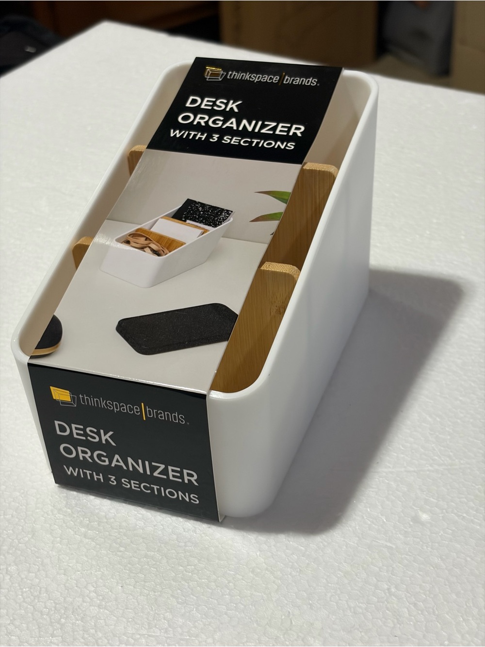 White Desk Organizer with 3 Sections